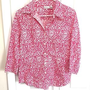 Kim Rogers Hot Pink Patterned Button Down Shirt
